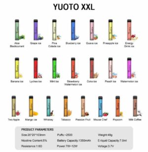 YUOTO XXL DISPOSABLE VAPE 2500 PUFFS DUBAI UAE