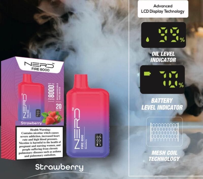 Nerd Fire 8000 Puffs Disposable Vape 2 Nicotine Vape Shop Dubai Vape Shop Near Me 32