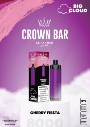 Al Fakher Cherry Fiesta Crown Bar 8000 Puffs Disposable Vape Shop Dubai Vape Shop Near Me